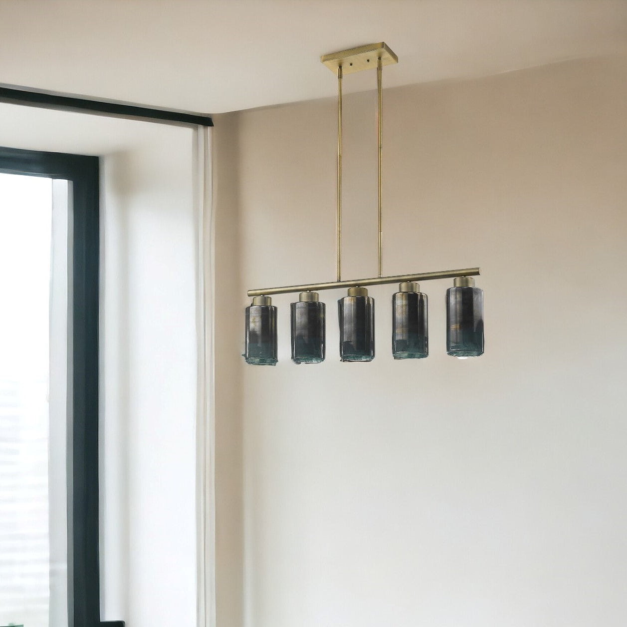 34" Bronze 5-Pendant Light
