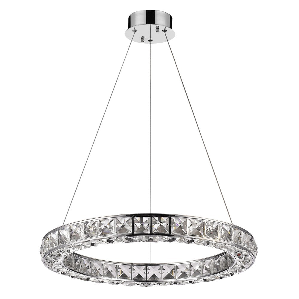 23" Silver Faux Crystal Halo Chandelier