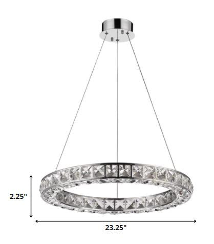 23" Silver Faux Crystal Halo Chandelier