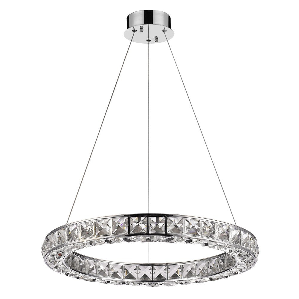 23" Silver Faux Crystal Halo Chandelier