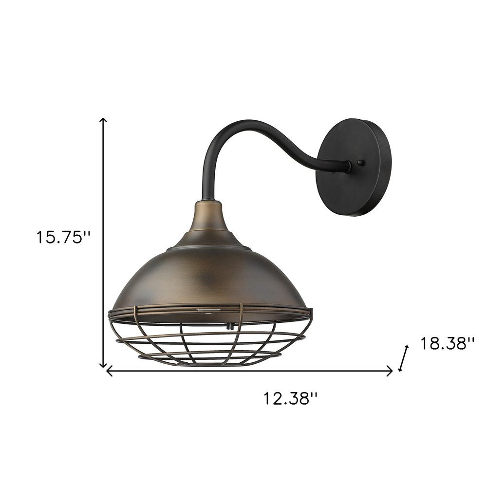 Indoor/Outdoor Bronze Industrial Cone Wall Light