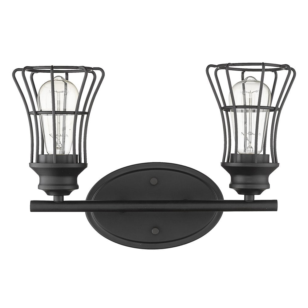 16" Black Two Light Industrial Wall Sconce
