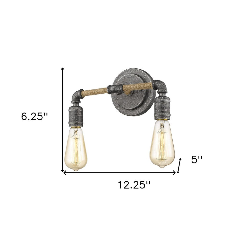 15" Two Edison Bulb Industrial Wall Light