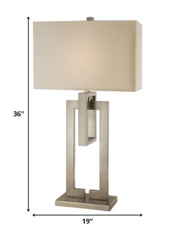 36" Silver Nickel Chain Link Table Lamp