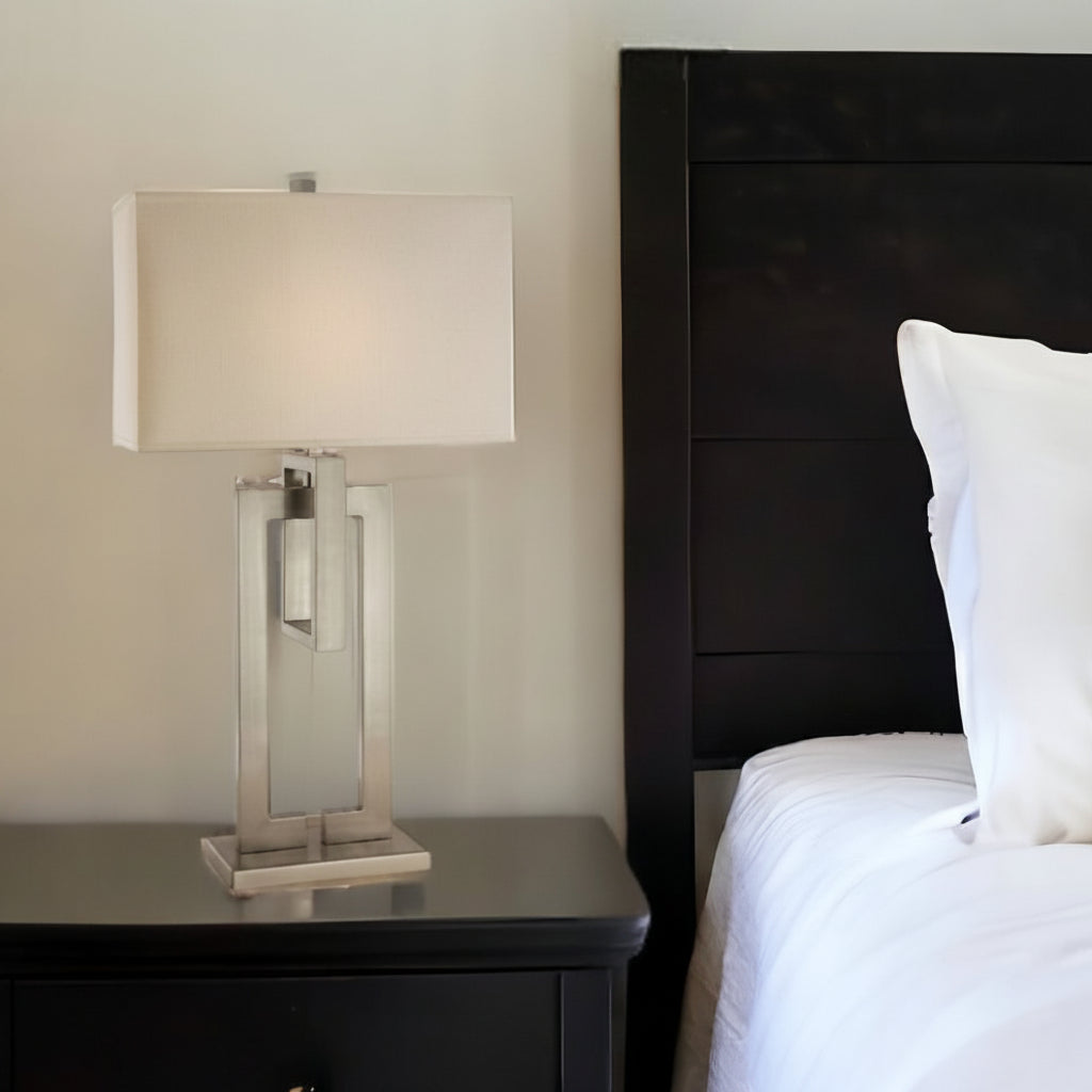 36" Silver Nickel Link Table Lamp
