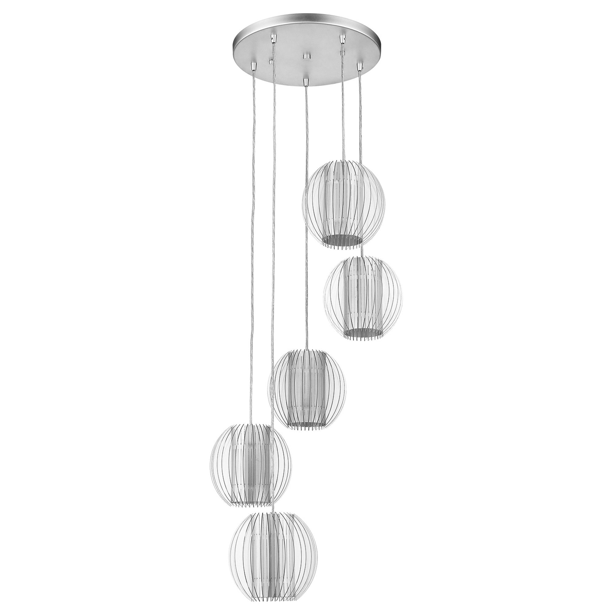 20" Silver Hanging Spheres Chandelier