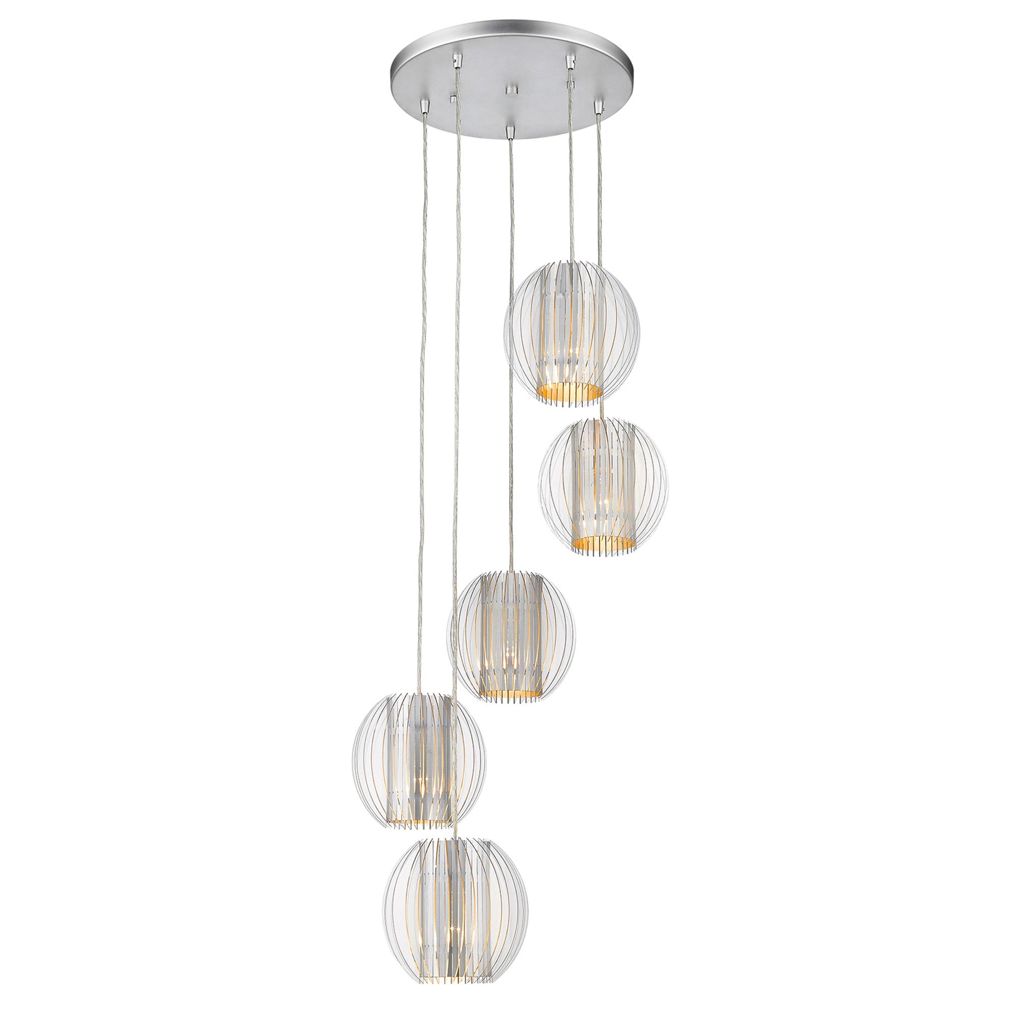 20" Silver Hanging Spheres Chandelier