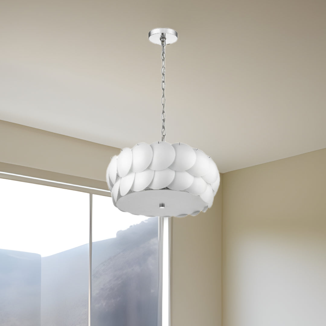 23" White Discs Pendant Lamp