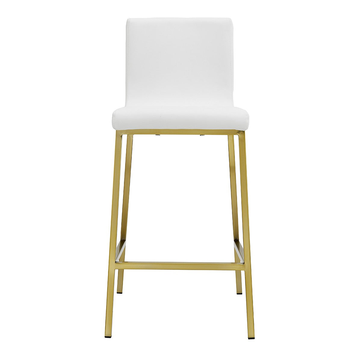 36" Set of Two White and Gold Low Back Bar Chairs