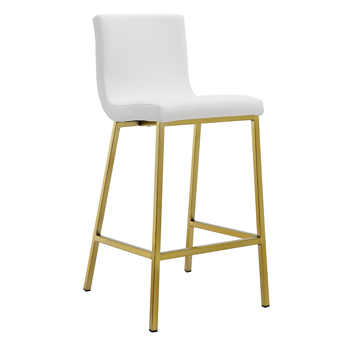 36" Set of Two White and Gold Low Back Bar Chairs