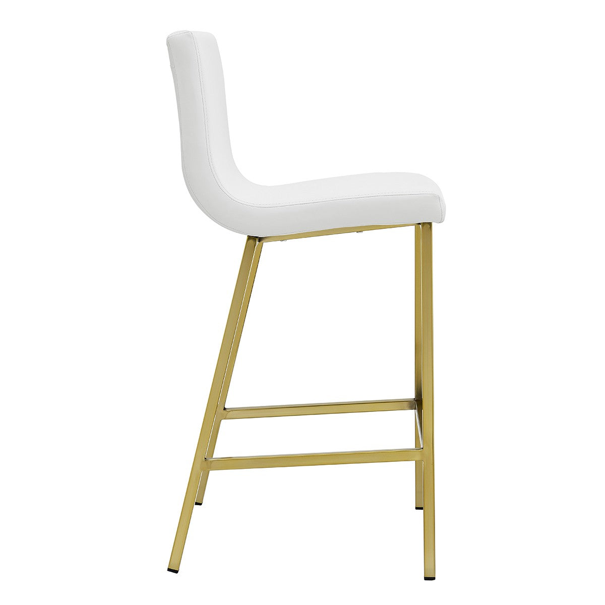 36" Set of Two White and Gold Low Back Bar Chairs