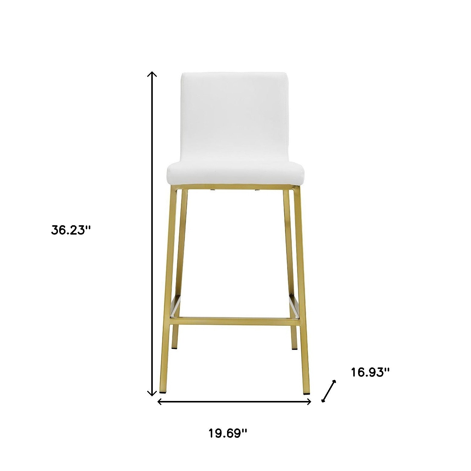 36" Set of Two White and Gold Low Back Bar Chairs