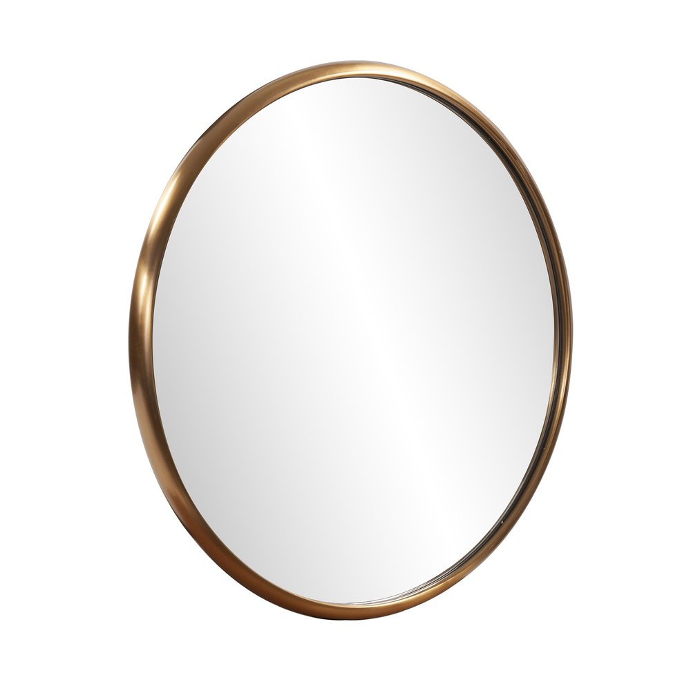 20" Antiqued Brass Round Metal Mirror
