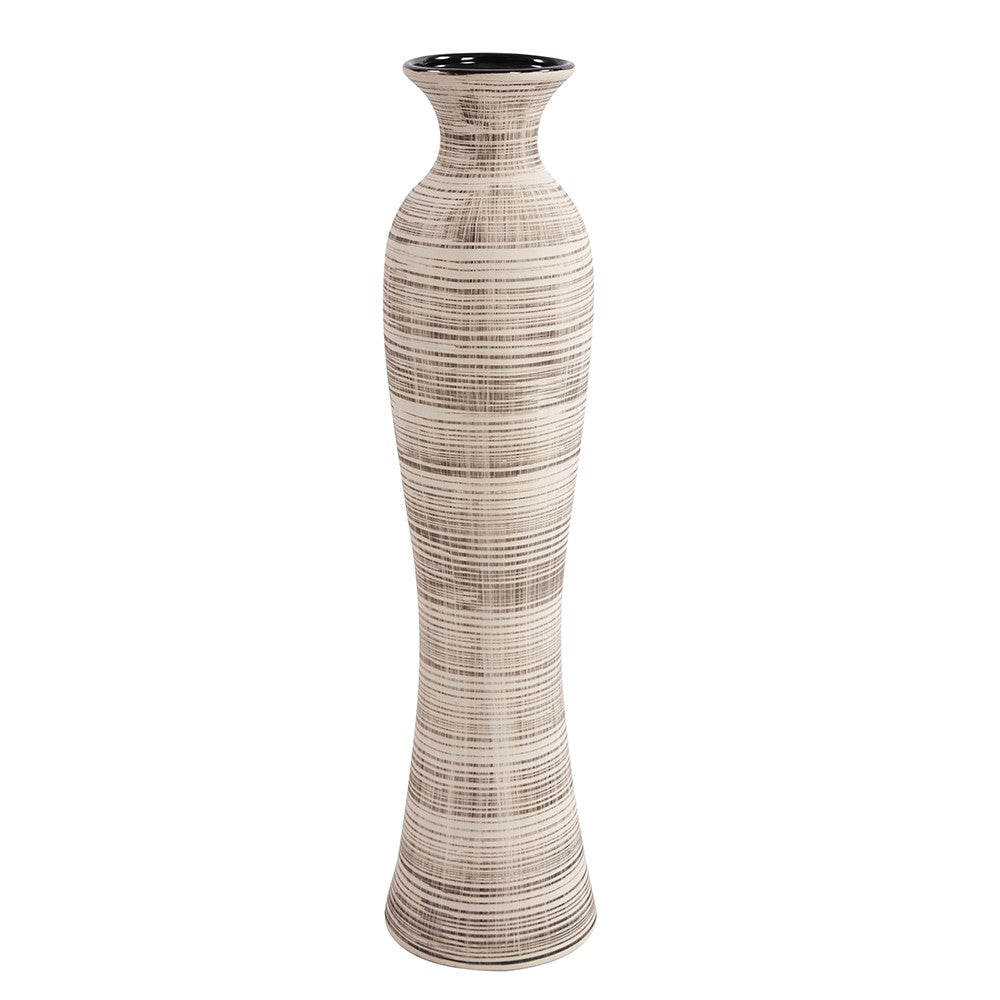 31" Brown and Beige Bud Floor Vase