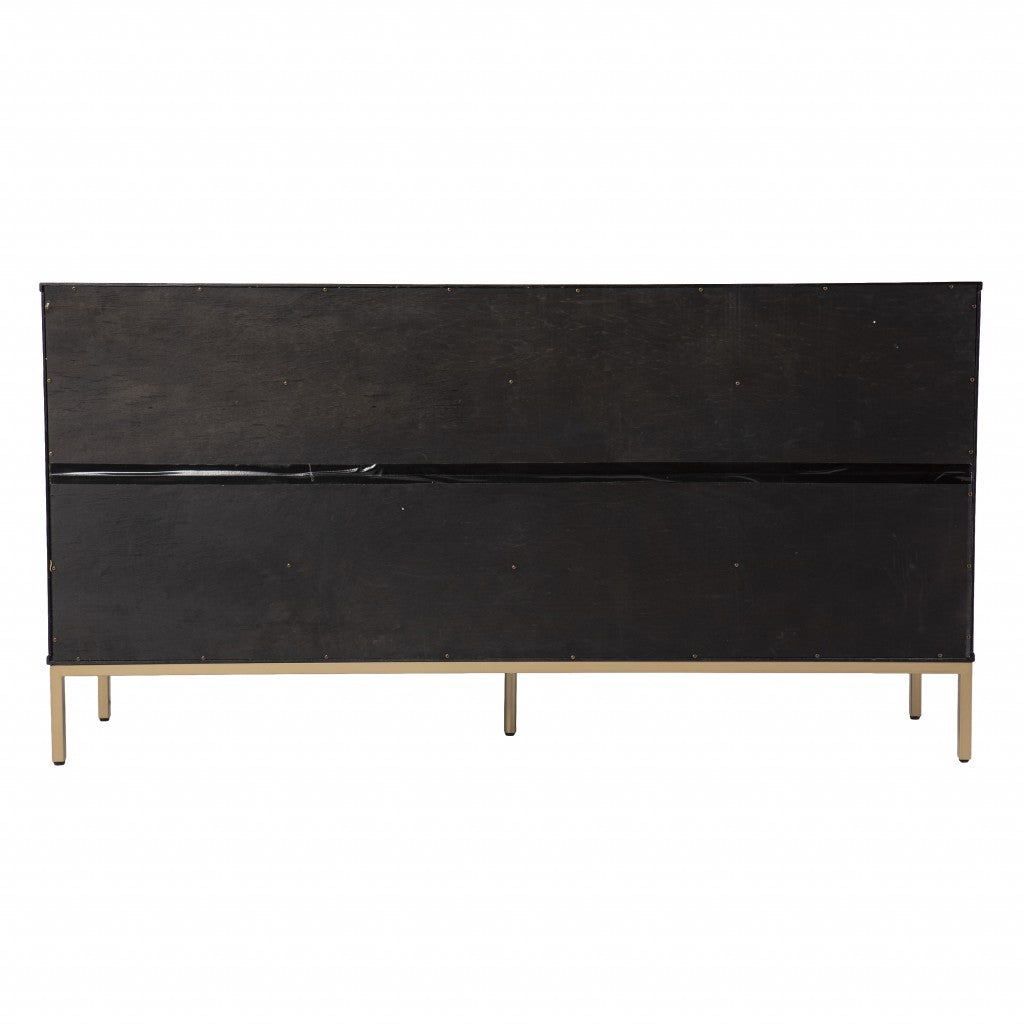 61" Black and Gold 4 Door Deco Wood Sideboard