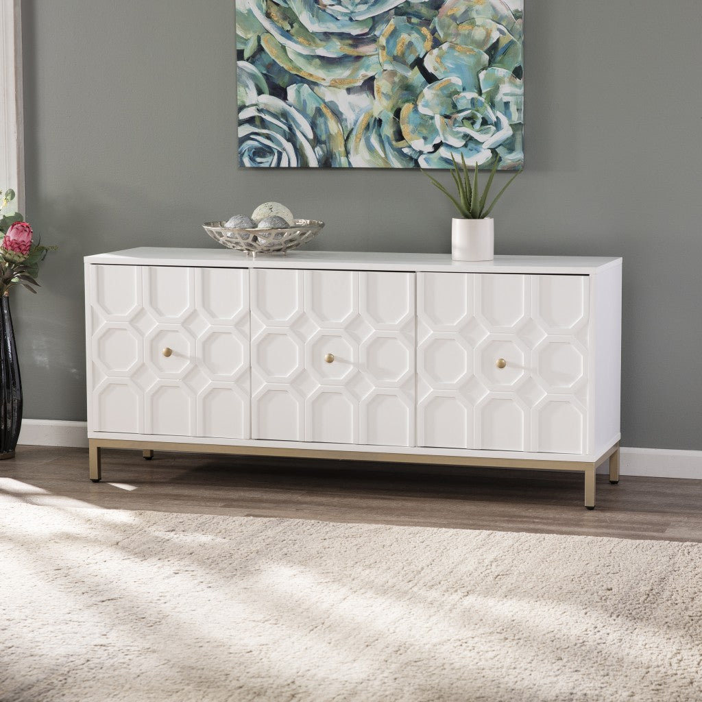 59" White and Gold Moroccan Buffet