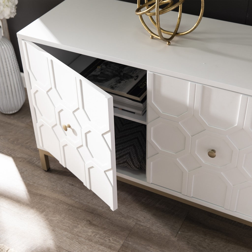 59" White and Gold Moroccan Buffet