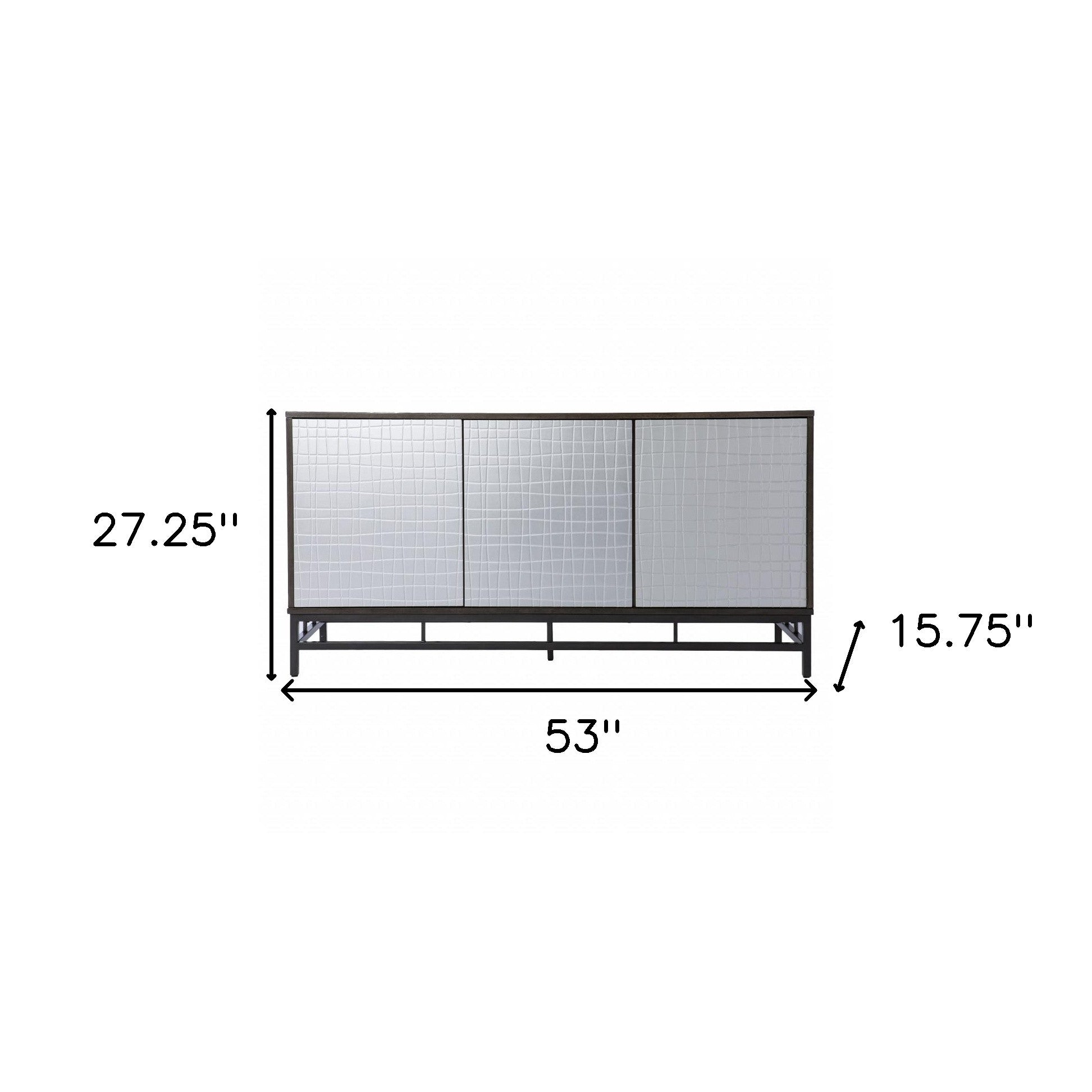 53" Green and Gray Grid Accent Cabinet