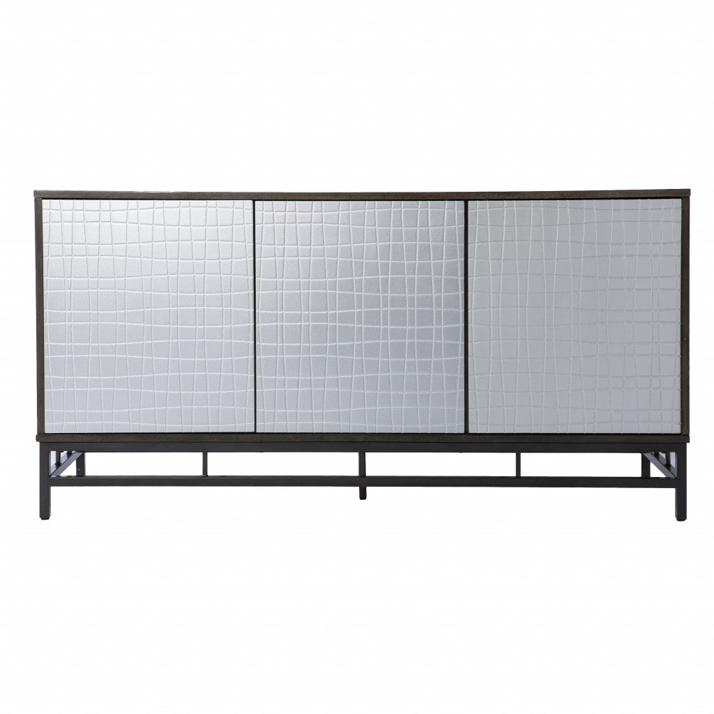 53" Green and Gray Grid Accent Cabinet