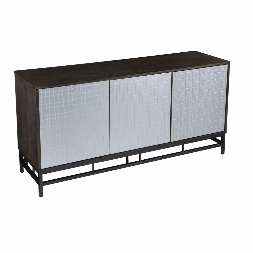 53" Green and Gray Grid Accent Cabinet