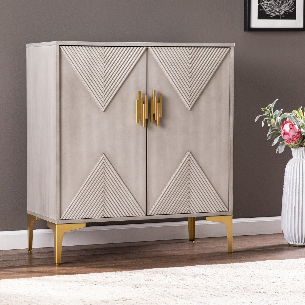 32" Gray and Gold Deco Cabinet