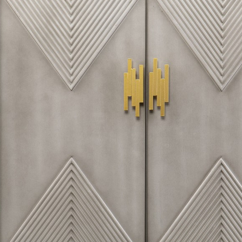 32" Gray and Gold Deco Cabinet