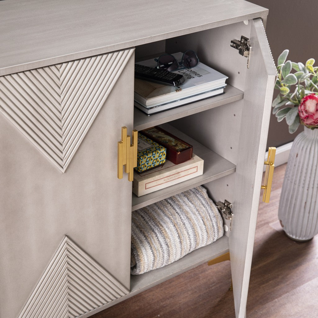 32" Gray and Gold Deco Cabinet