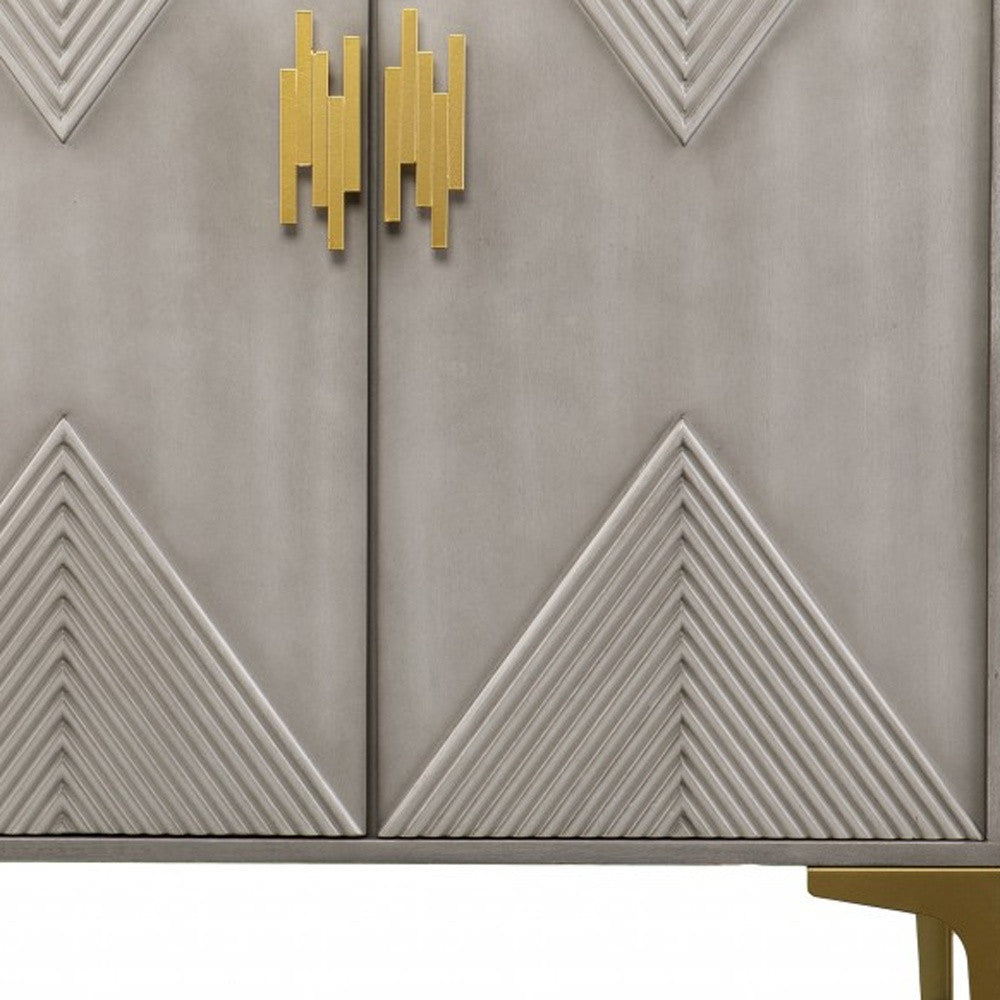 32" Gray and Gold Deco Cabinet