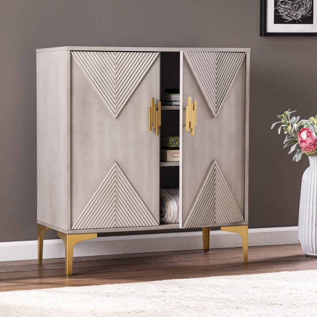 32" Gray and Gold Deco Cabinet