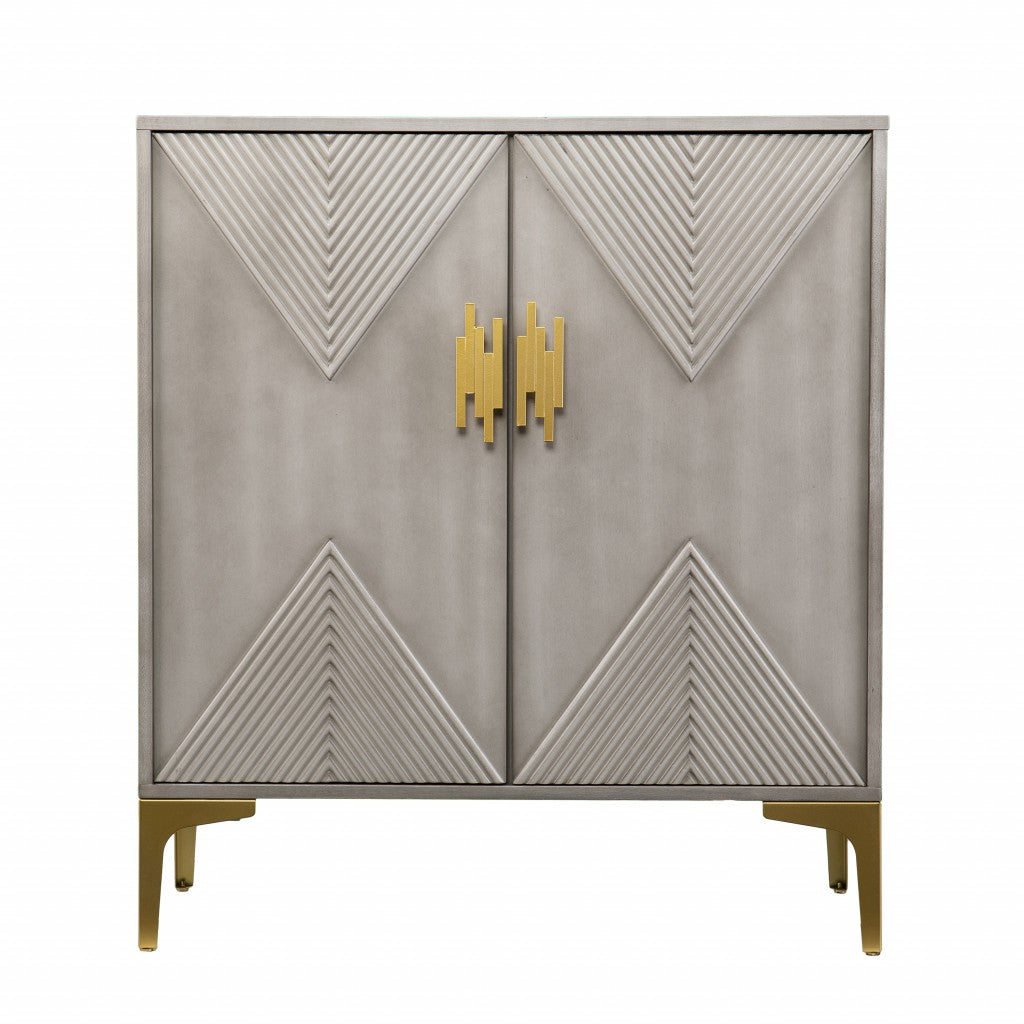 32" Gray and Gold Deco Cabinet