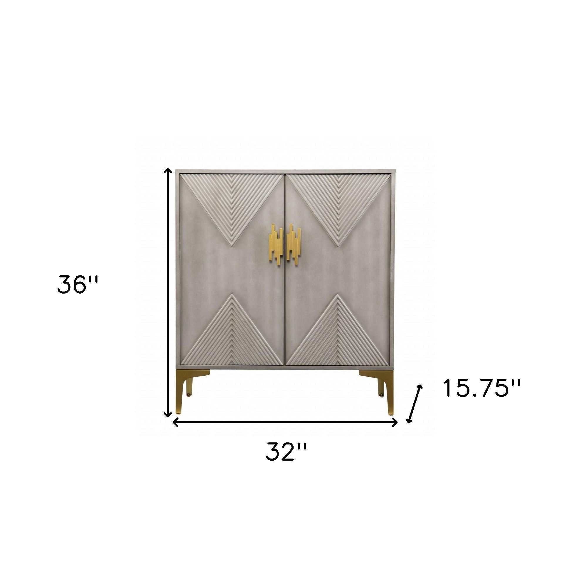 32" Gray and Gold Deco Cabinet