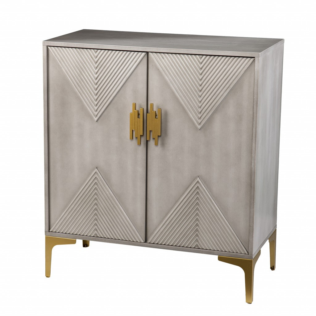 32" Gray and Gold Deco Cabinet