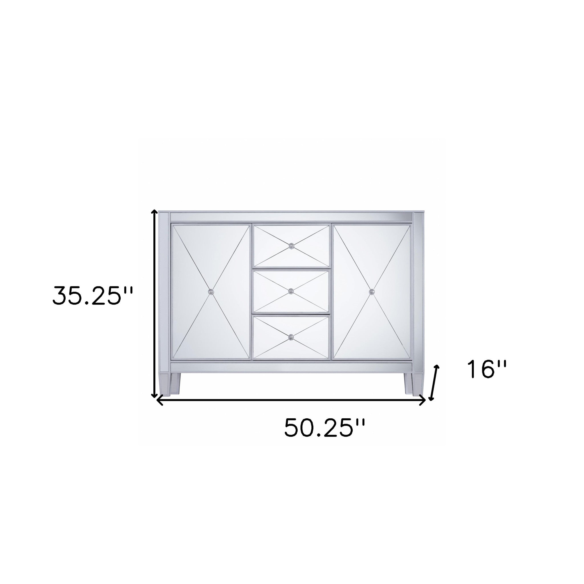 50" Silver Mirrored Cabinet