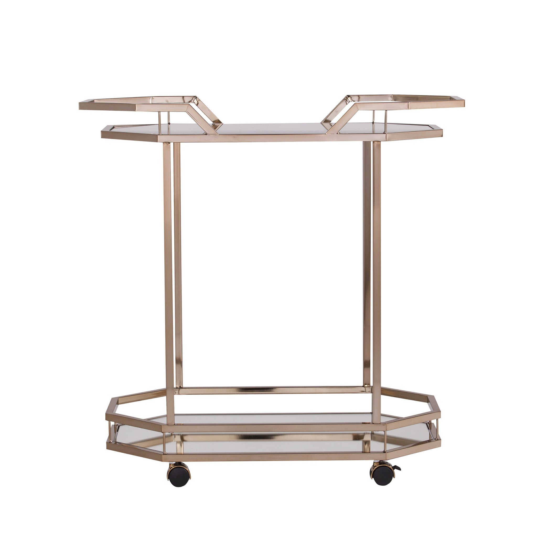 31" Silver Octagon Rolling Bar Cart