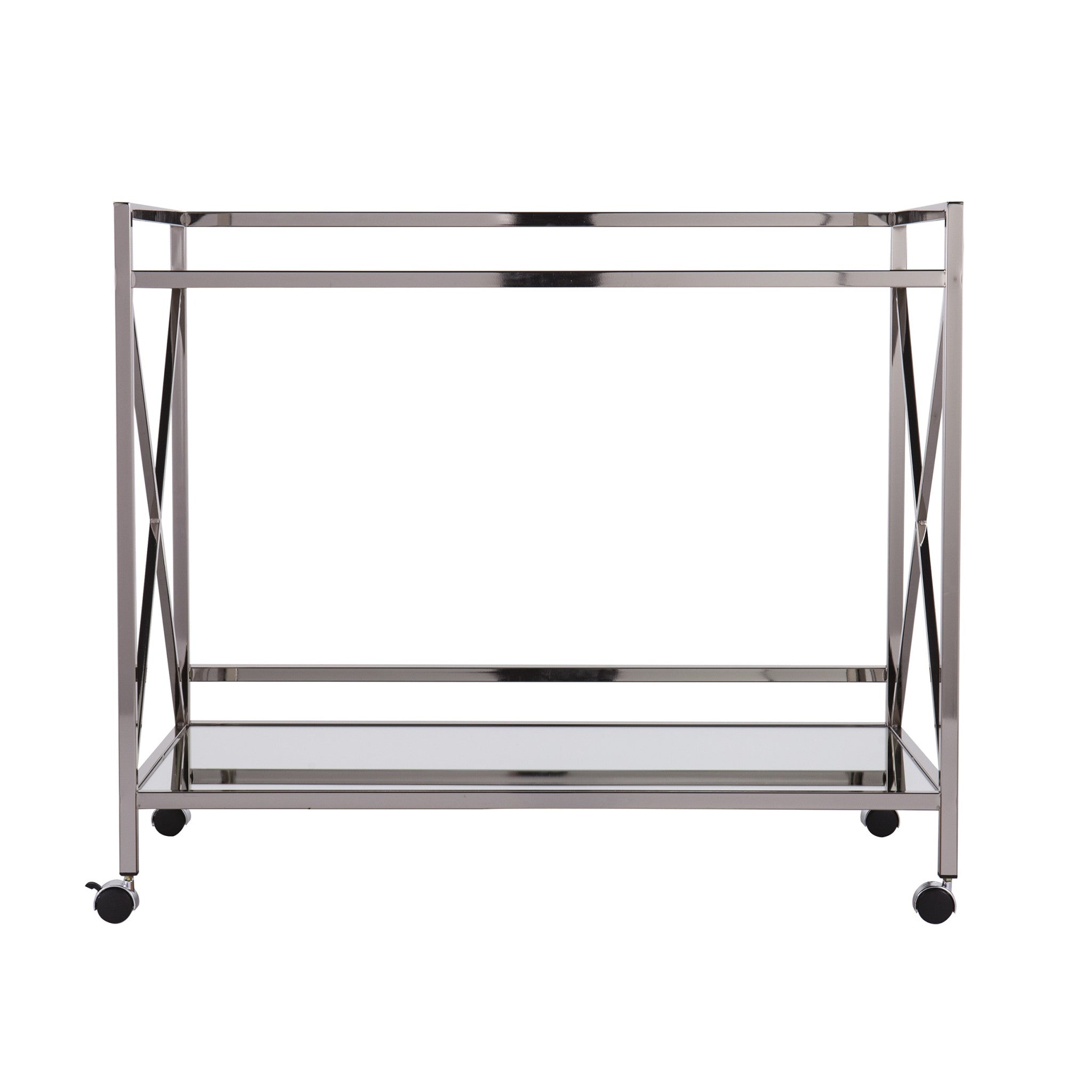 38" Silver Rectangular Bar Cart