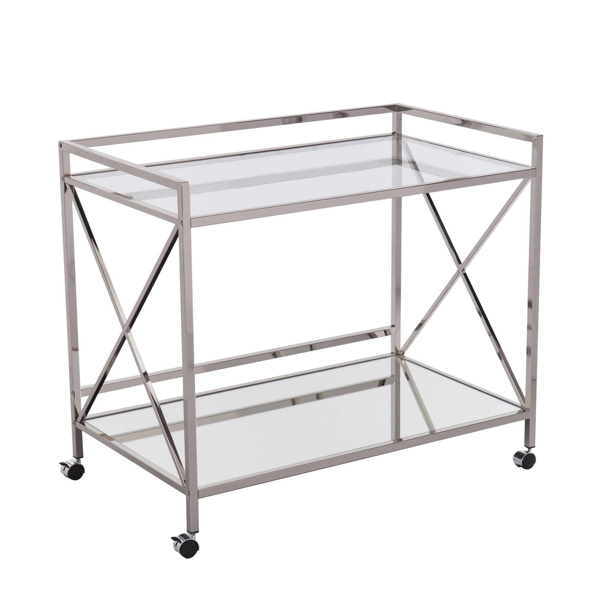 38" Silver Rectangular Bar Cart