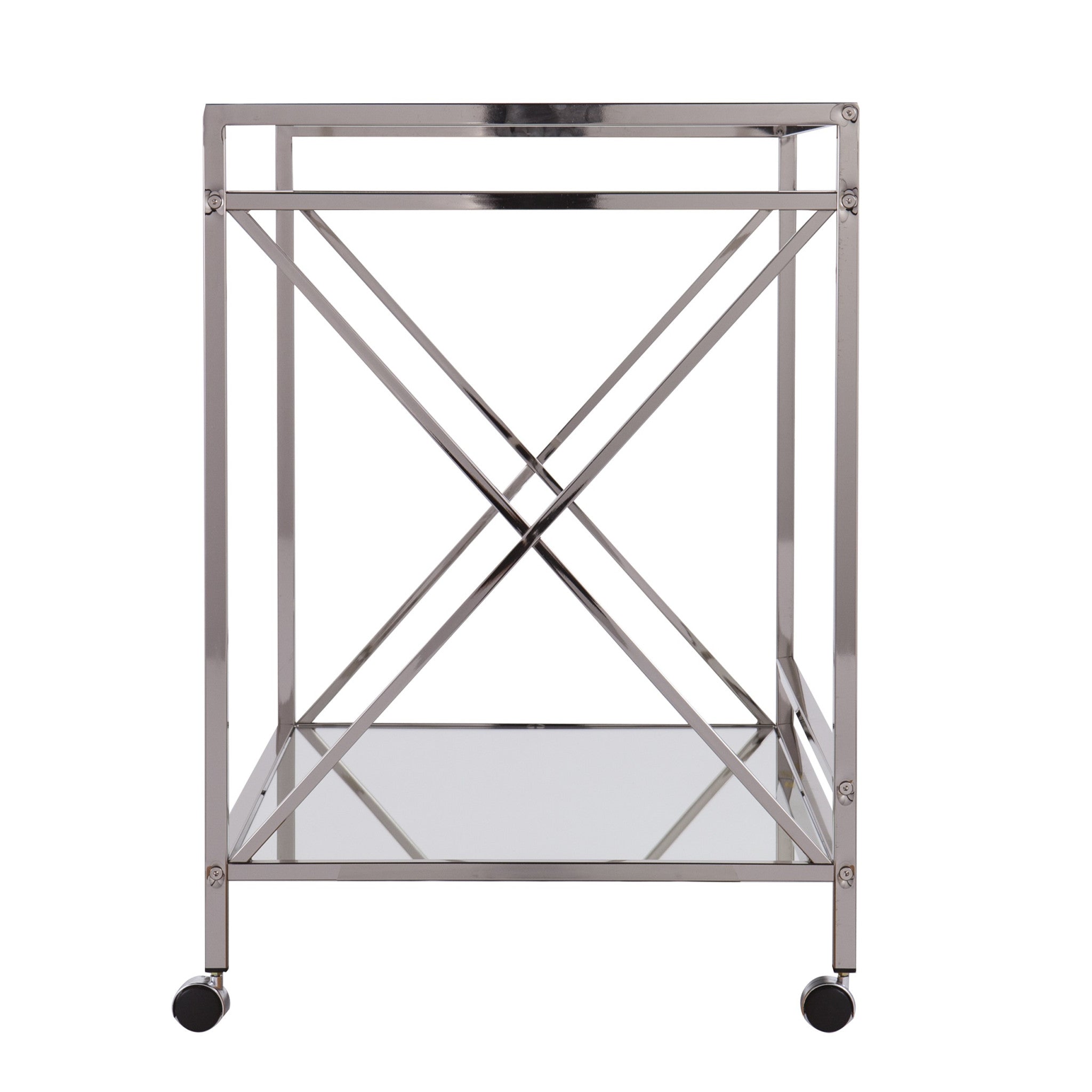 38" Silver Rectangular Bar Cart