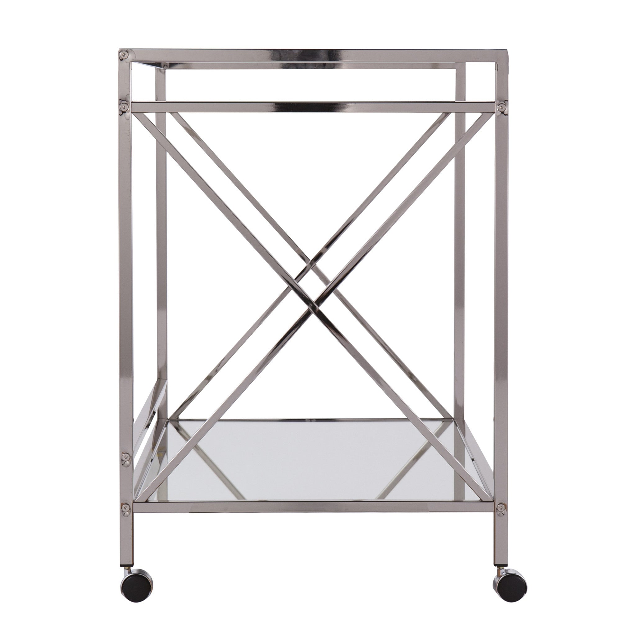 38" Silver Rectangular Bar Cart