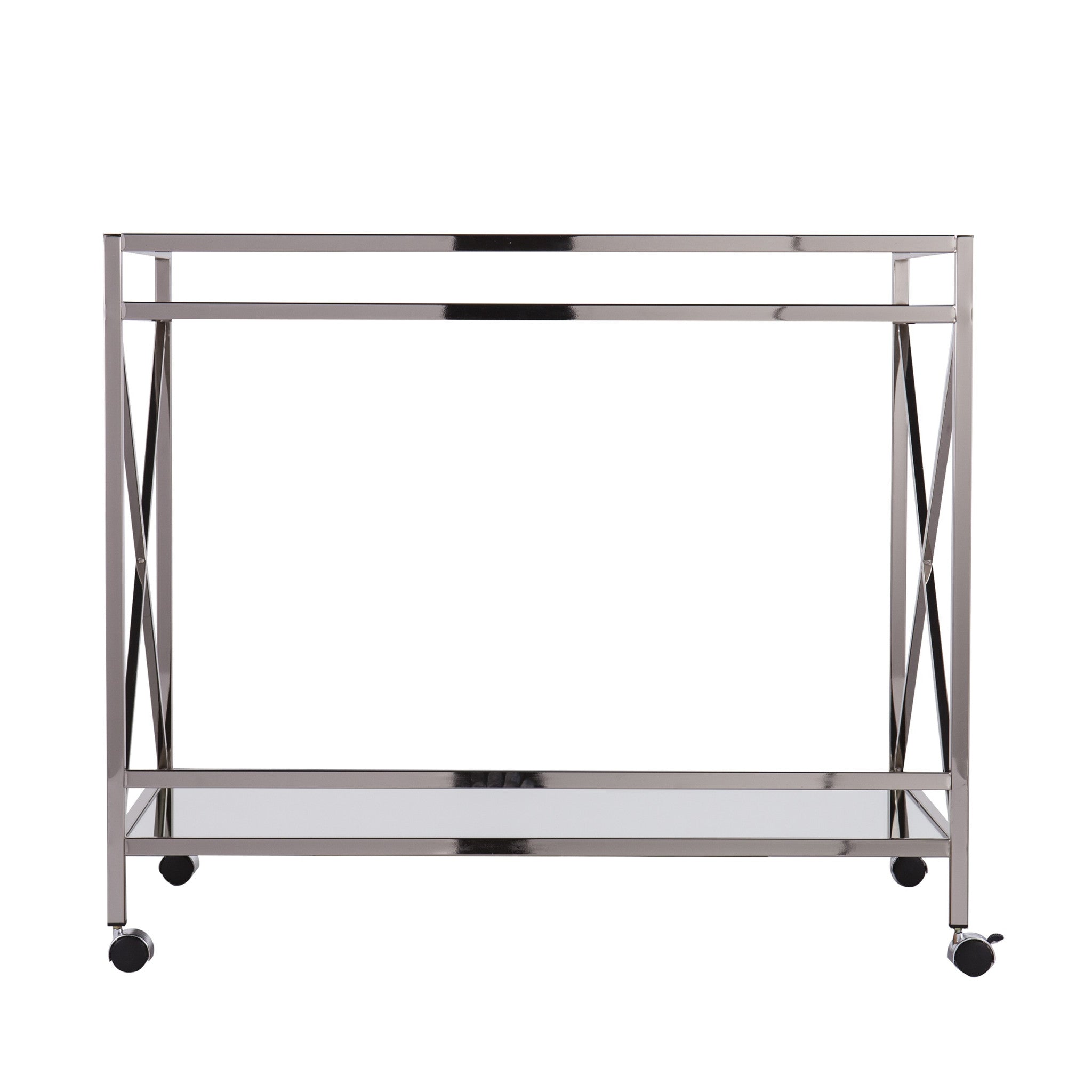 38" Silver Rectangular Bar Cart