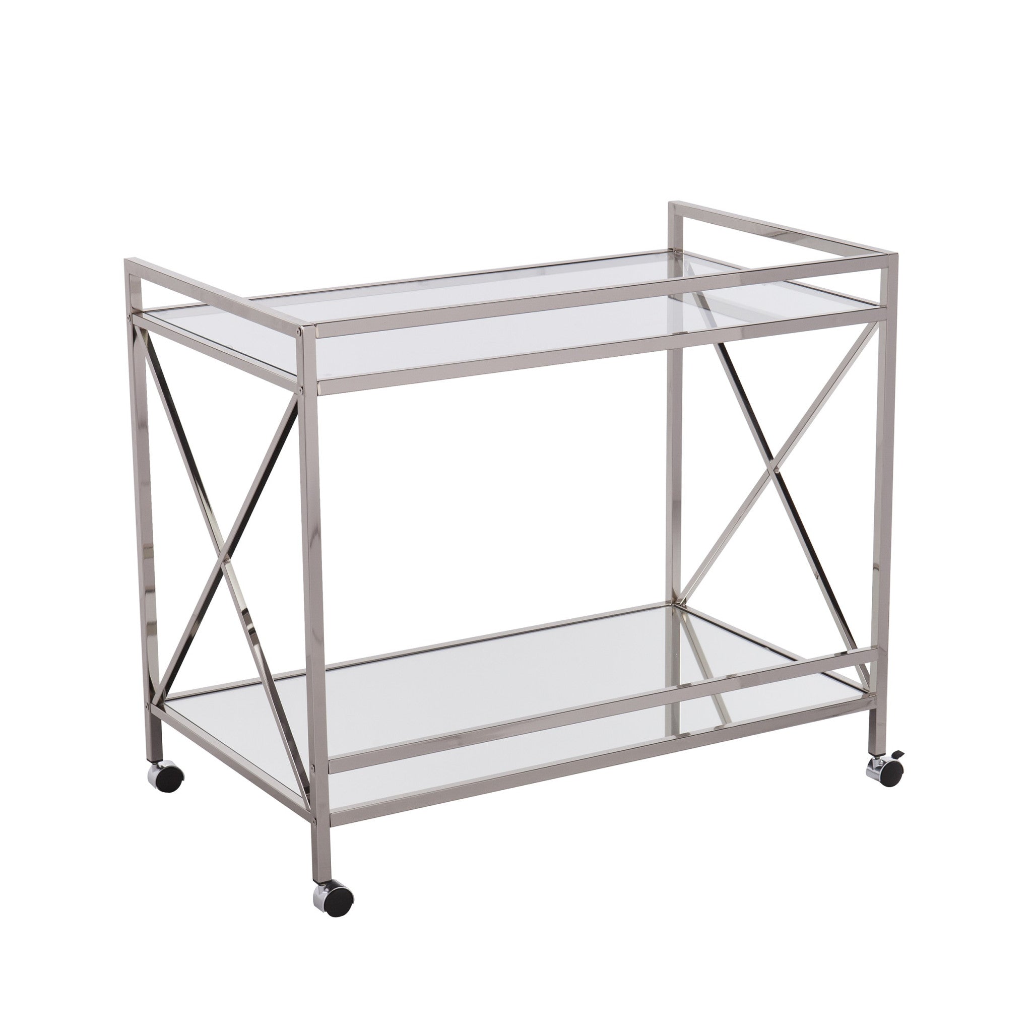 38" Silver Rectangular Bar Cart