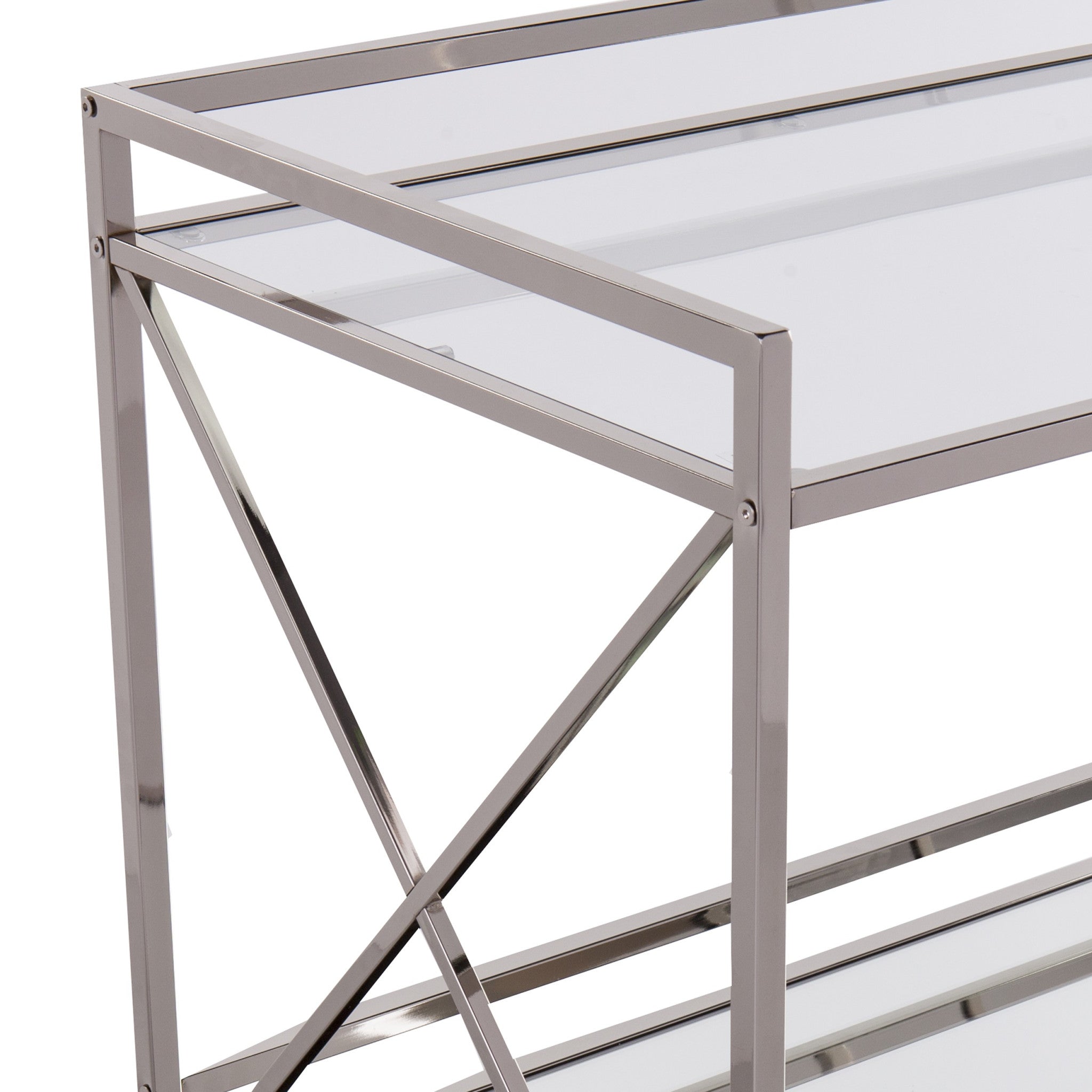 38" Silver Rectangular Bar Cart