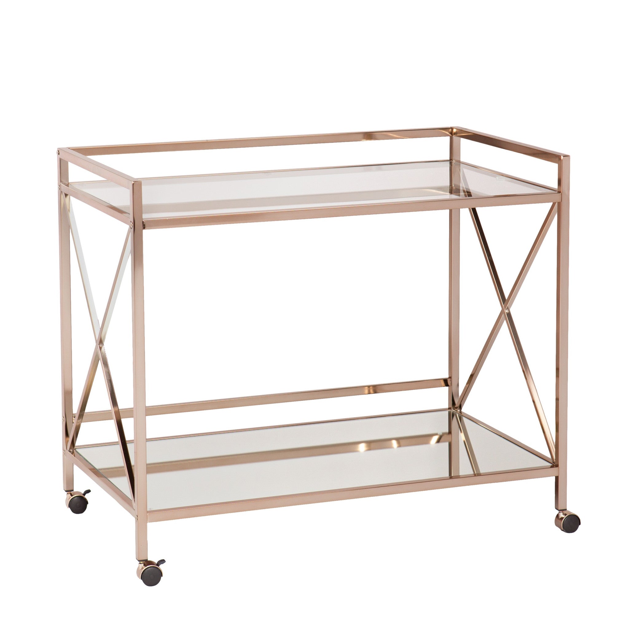 38" Gold Rectangular Bar Cart