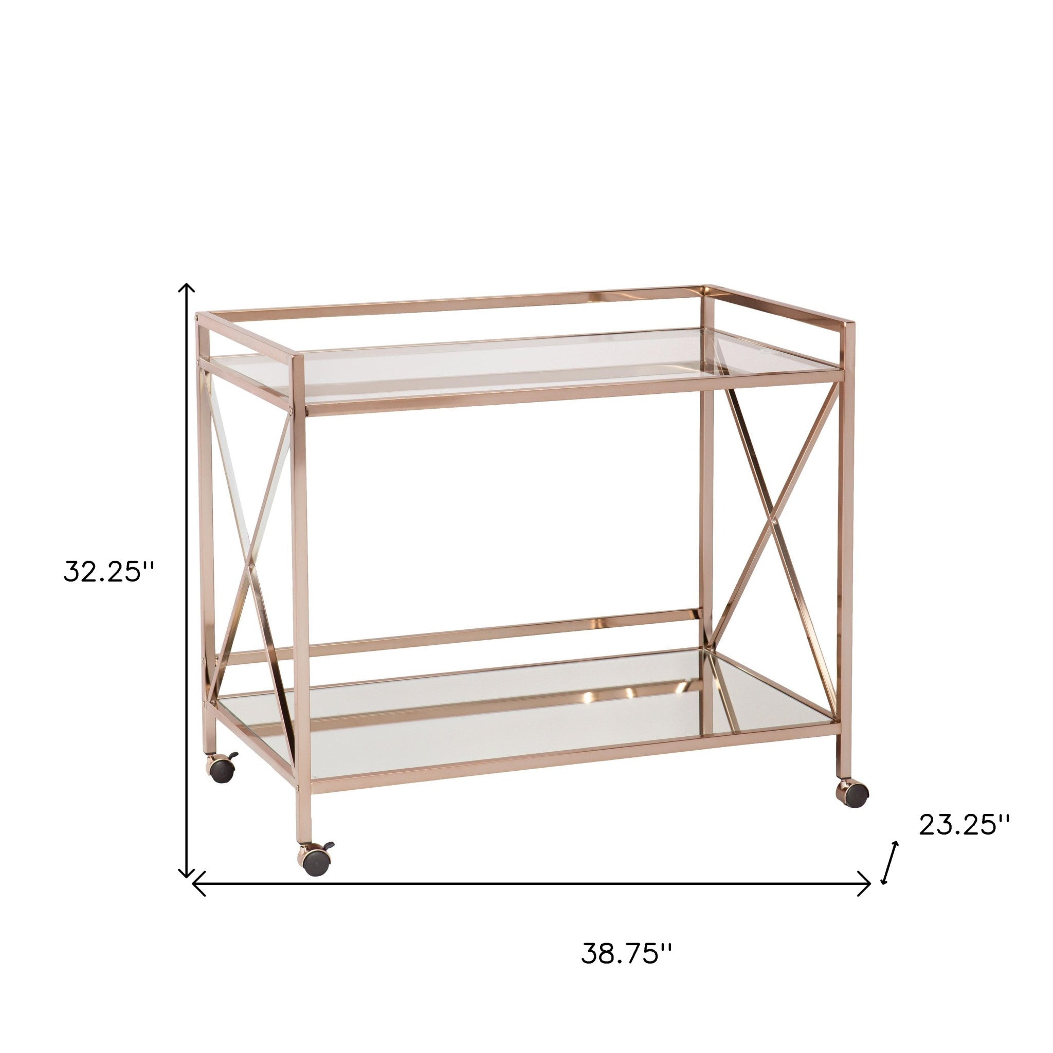 38" Gold Rectangular Bar Cart