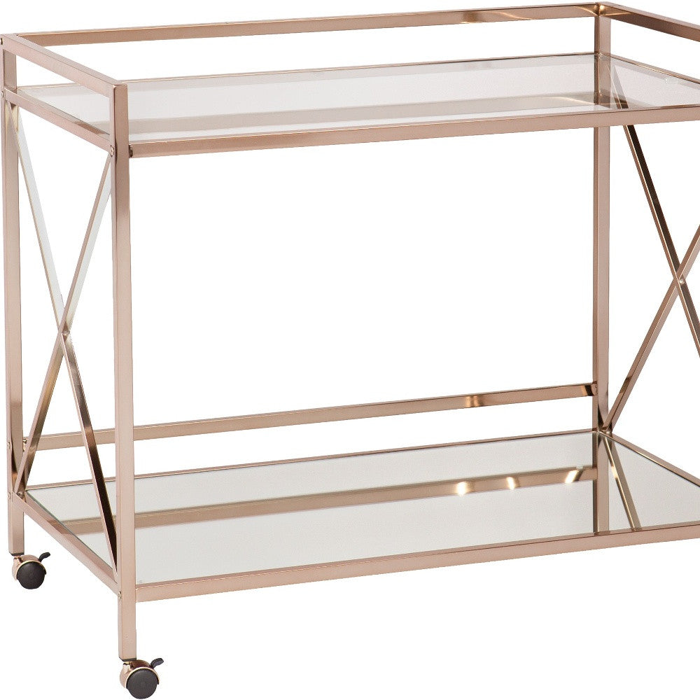 38" Gold Rectangular Bar Cart