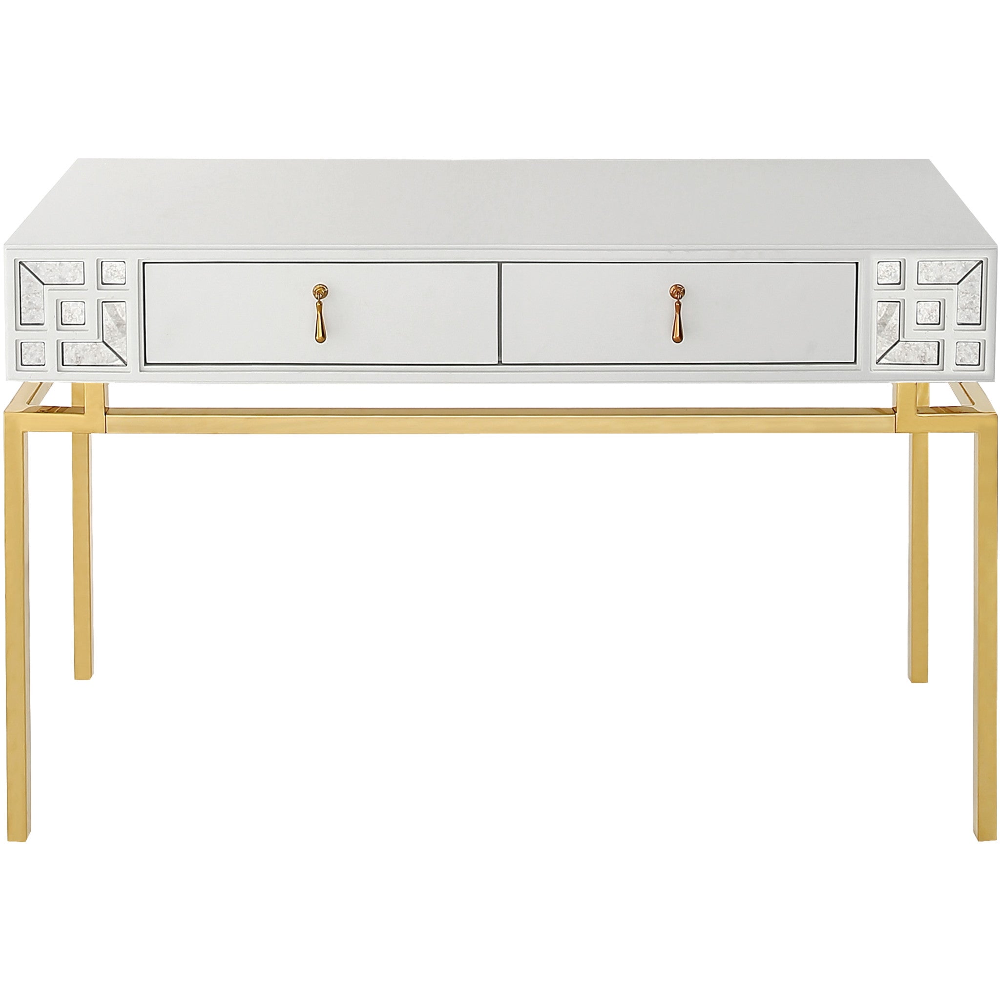 47" White and Gold Modern Console Table