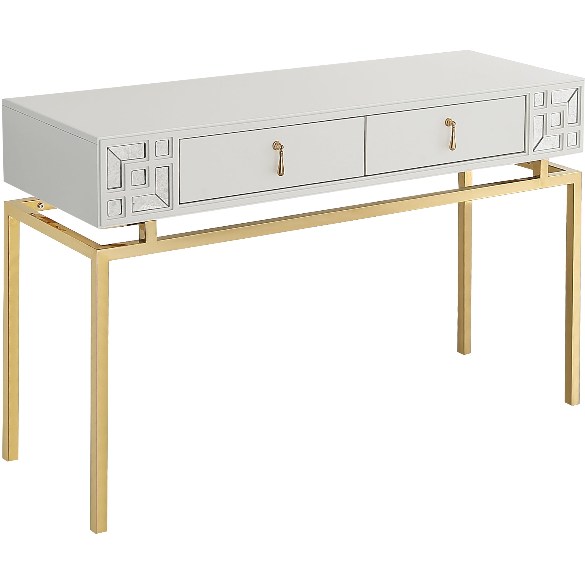 47" White and Gold Modern Console Table