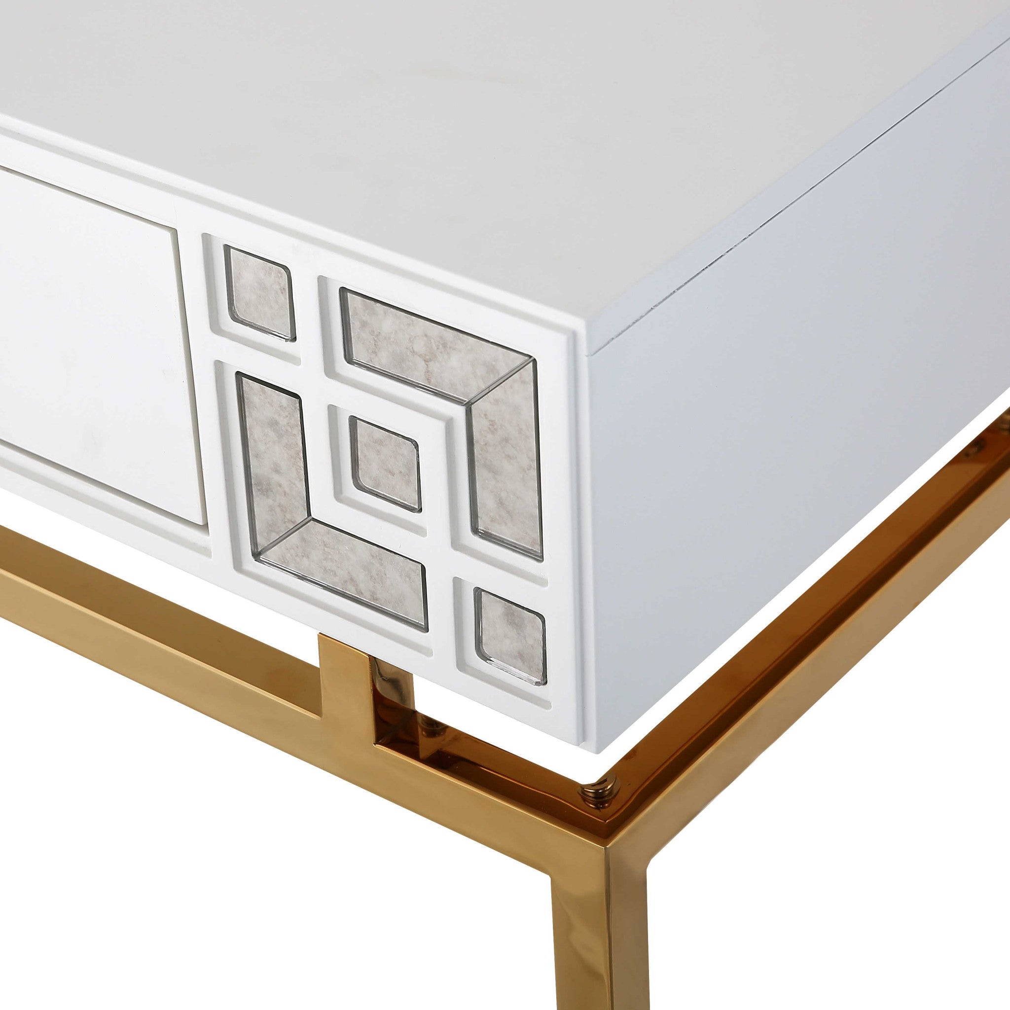 47" White and Gold Modern Console Table