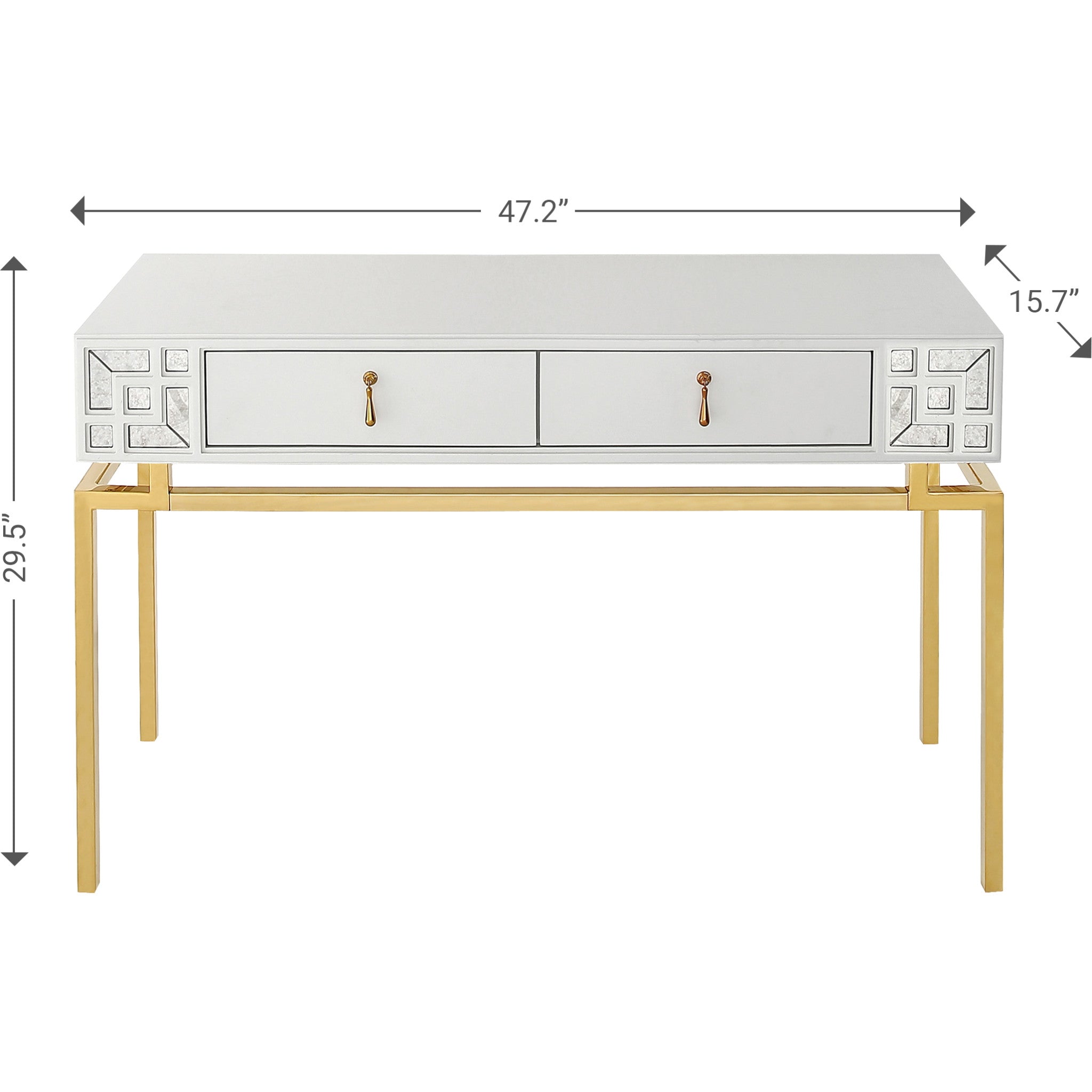 47" White and Gold Modern Console Table