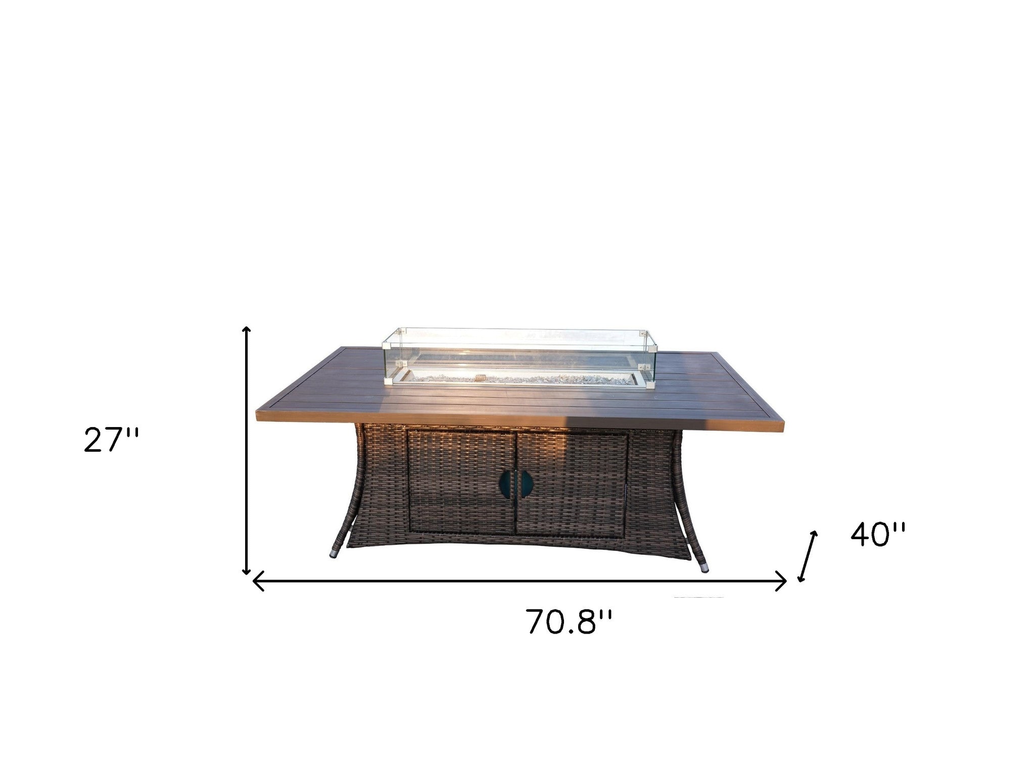 70" Brown Wicker Fire Pit Table