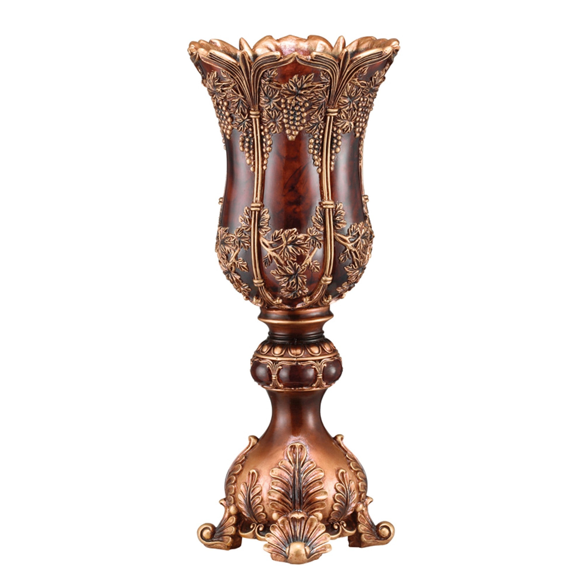 20" Red and Gold Tulip Urn Vase